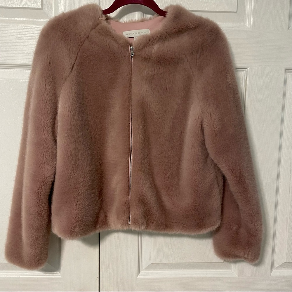 New York & Co Blush Faux Fur Jacket
